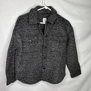 Gap Girls Leopard Print Wool Blend Shacket Size L
